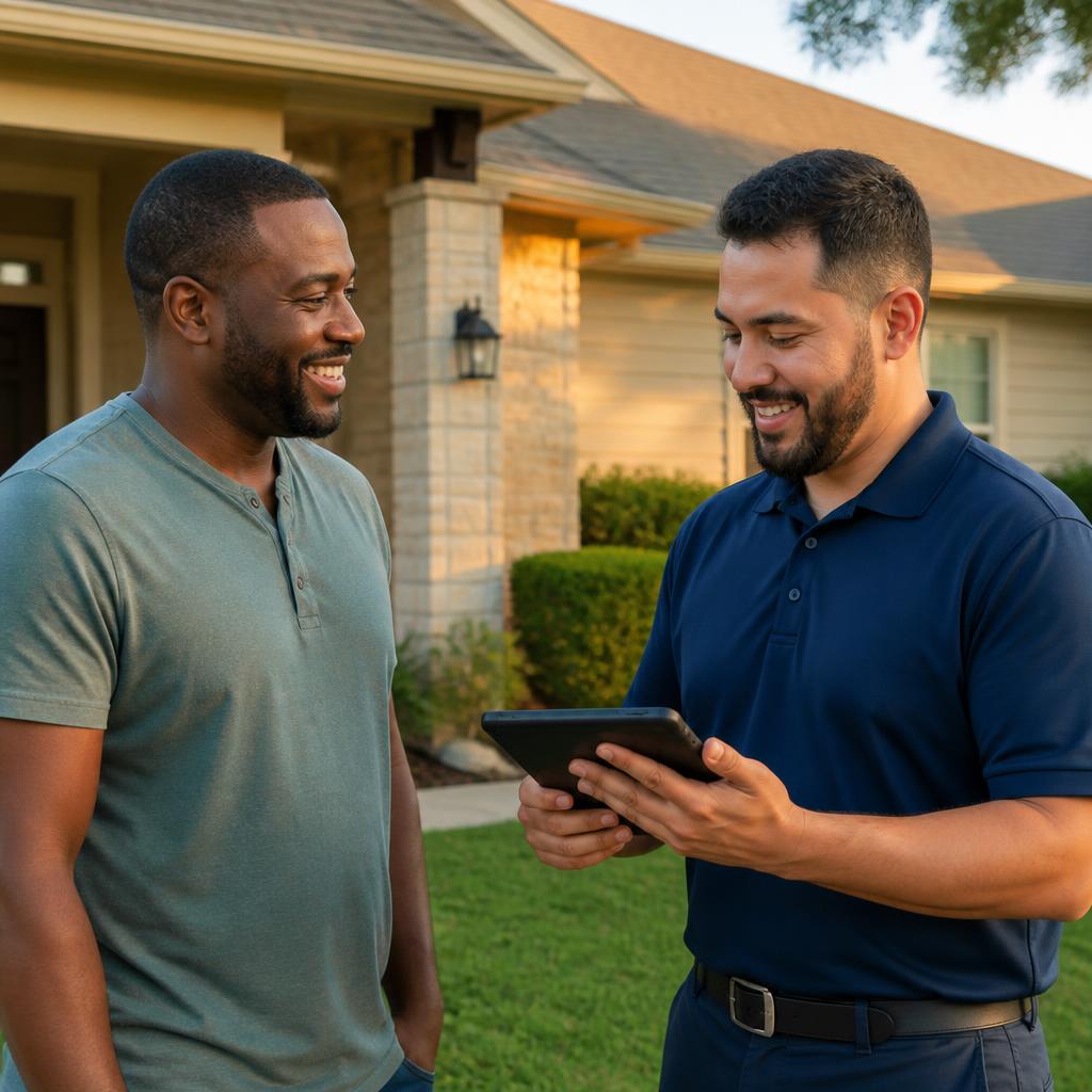 Gutter cleaning during a fall visit at a Pflugerville home